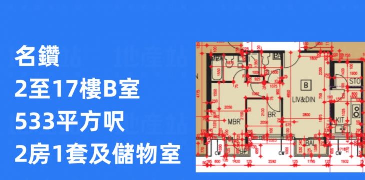 名钻两房533平方尺户型图